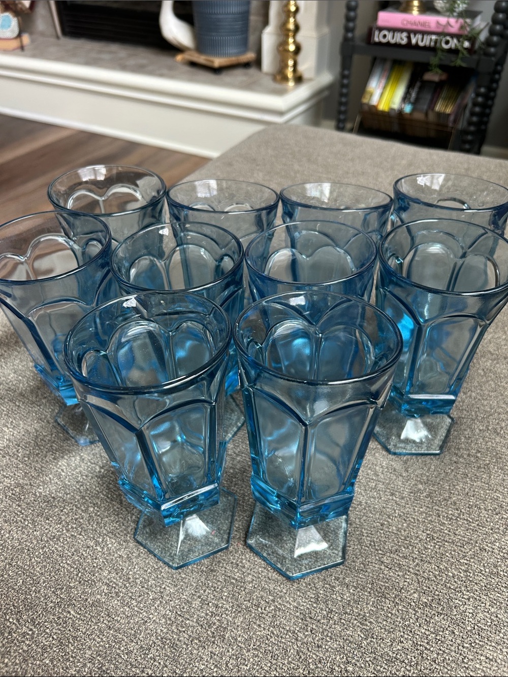 Blue Glass Beverage Tumblers - Set of 10